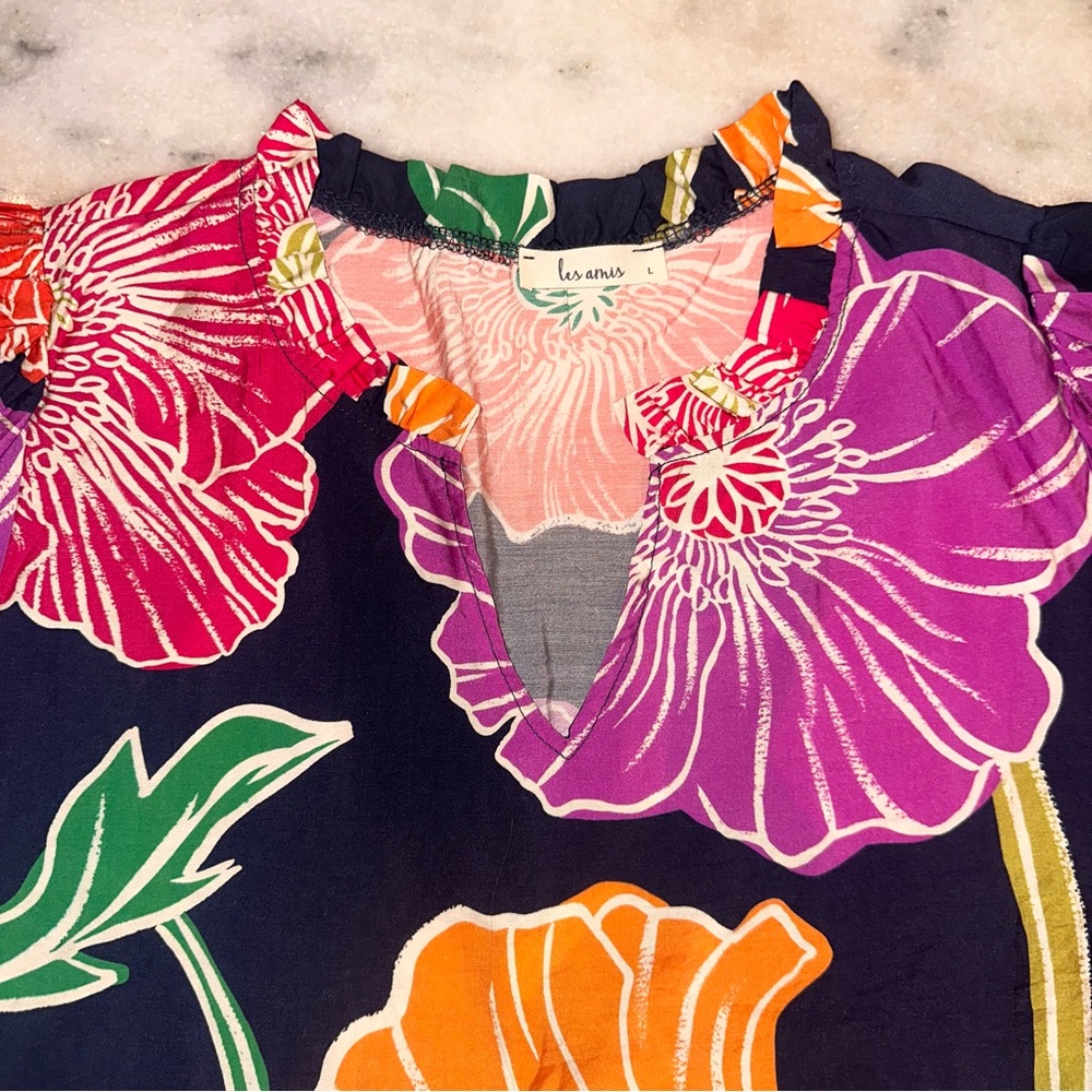 Les Amis Size Large Floral Print Women's Boutique Top - Picture 5 of 9